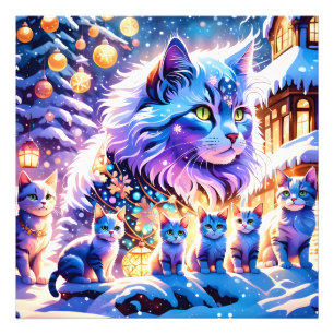 Impression Photo Affichage des chats de Noël