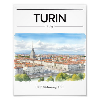 Impression Photo Affiche aquarelle de Turin