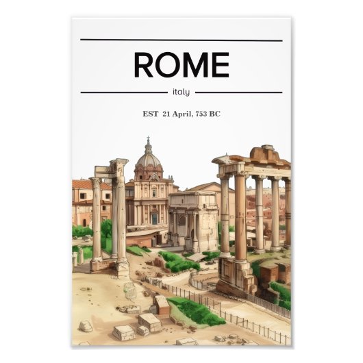 Impression Photo Affiche aquarelle du Forum Romain de Rome (Devant)