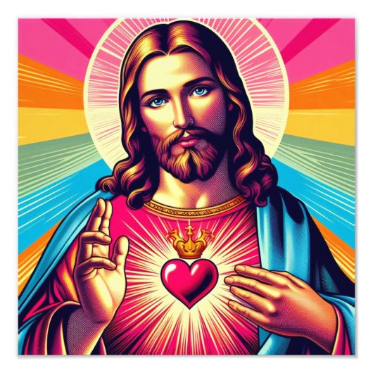 Impression Photo Affiche colorée de Jésus ! (Devant)