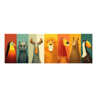 Impression Photo Affiche d'amis d'animaux de la jungle colorés