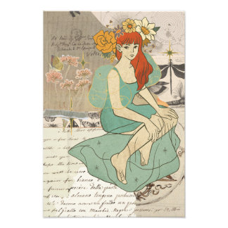 Impression Photo Affiche d'art mural vintage femme rousse déesse 