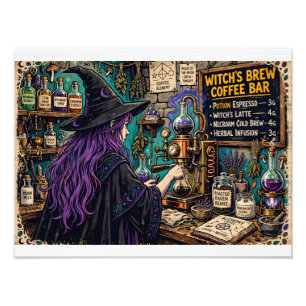 Impression Photo Affiche de Bar à Café Brew de Sorcière Art Magique