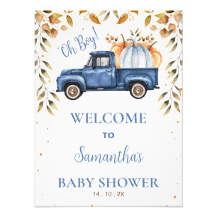 Impression Photo Affiche de bienvenue Baby shower de camion Blue Li