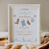 Impression Photo Affiche de bienvenue Baby shower de Cowboy à linge