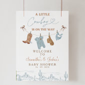 Impression Photo Affiche de bienvenue Baby shower de Cowboy à linge