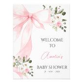 Impression Photo Affiche de bienvenue de Baby shower de Bow de fleu (Devant)