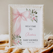 Impression Photo Affiche de bienvenue de Baby shower de Bow de fleu