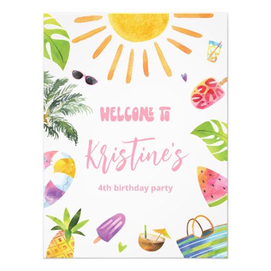 Impression Photo Affiche de bienvenue Fun Pool Party (Devant)