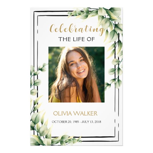 Impression Photo Affiche de bienvenue funéraire verte (Devant)