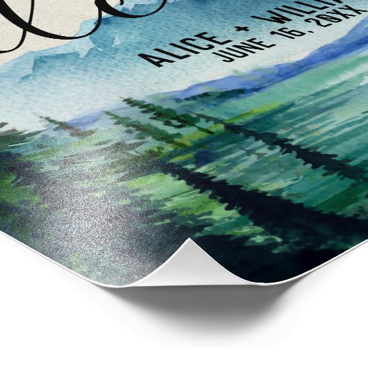 Impression Photo Affiche de bienvenue mariage - Rustic Lakeside (Coin)