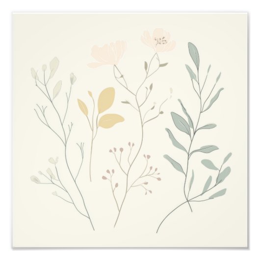 Impression Photo Affiche de botanique douce – Florale pastel minima (Devant)