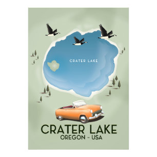 Impression Photo Affiche de carte de voyage du lac Crater Oregon