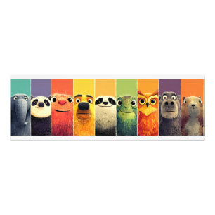 Impression Photo Affiche de couleur de la lignée d'animaux fantaisi
