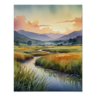 Impression Photo Affiche de la rivière de la campagne tranquille
