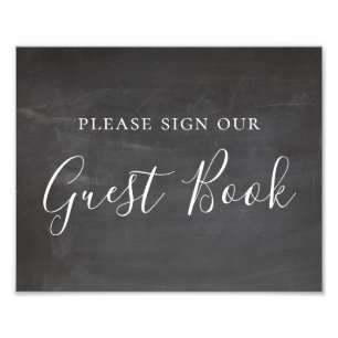 Impression Photo Affiche de mariage sur tableau noir. Veuillez sign