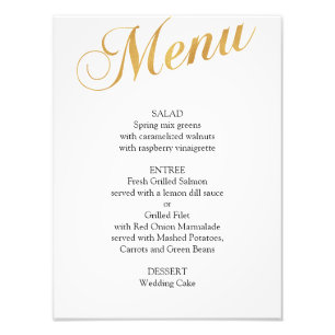Impression Photo Affiche de menu de mariage en or. Menu de dîner él