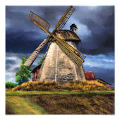 Impression Photo Affiche de paysage néerlandais avec moulin à vent (Devant)