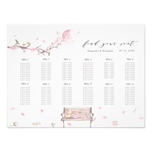 Impression Photo Affiche de plan de table de mariage élégant aux fl (Devant)