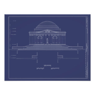 Impression Photo Affiche de plans vintage du monument Jefferson