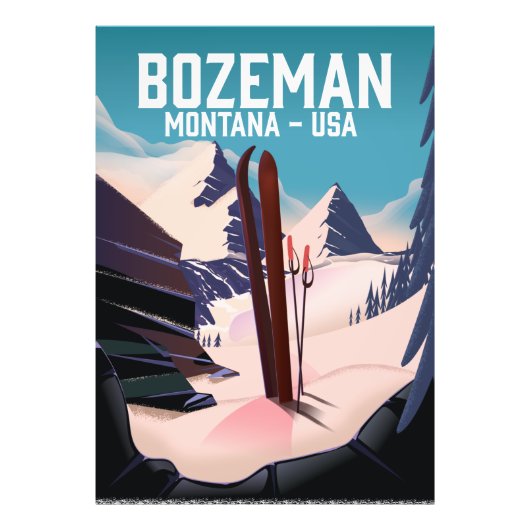Impression Photo Affiche de ski Bozeman Montana (Devant)