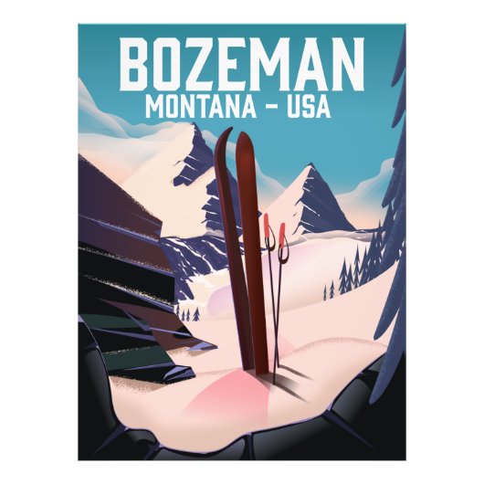 Impression Photo Affiche de ski Bozeman Montana (Devant)