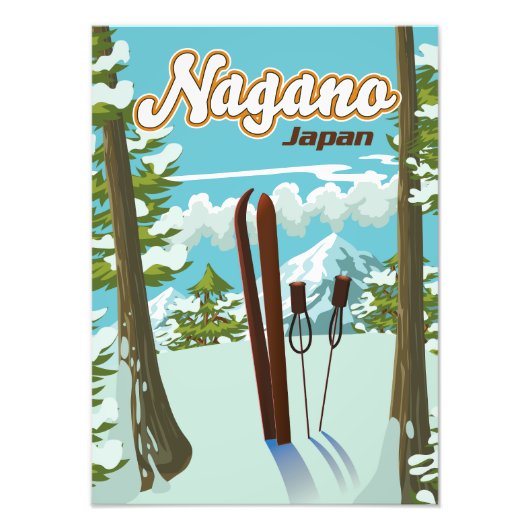Impression Photo Affiche de ski de Nagano Japon (Devant)