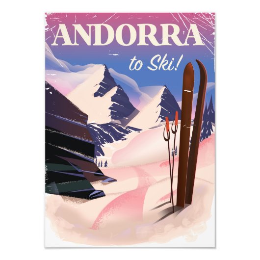 Impression Photo Affiche de ski vintage d'Andorre (Devant)