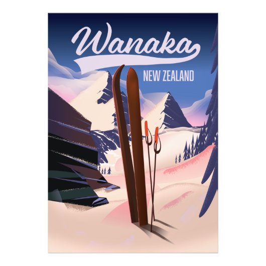 Impression Photo Affiche de ski Wanaka Nouvelle-Zélande (Devant)