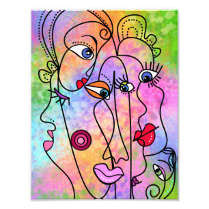 Impression Photo Affiche de visage abstrait Peinture cubiste