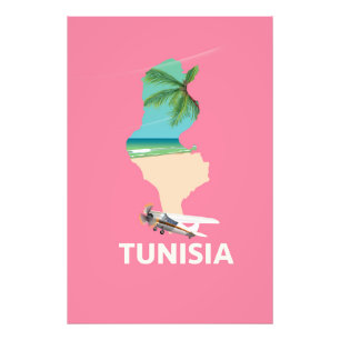 Impression Photo Affiche de voyage carte de Tunisie
