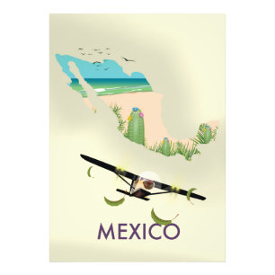 Impression Photo Affiche de voyage carte du Mexique