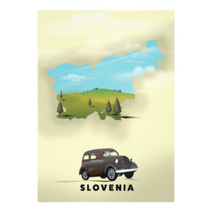 Impression Photo Affiche de voyage carte illustrée de Slovénie
