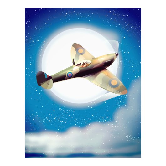 Impression Photo affiche de voyage d'avion Spitfire (Devant)