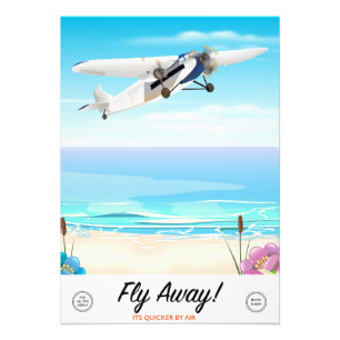 Impression Photo Affiche de voyage de dessin animé vintage Fly away