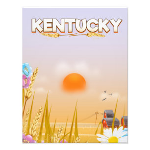 Impression Photo Affiche de voyage de la ferme mignonne du Kentucky