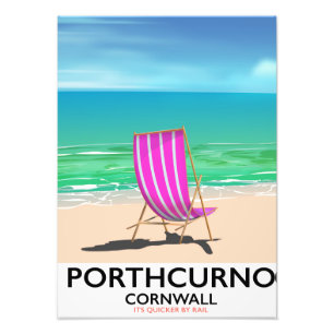 Impression Photo Affiche de voyage de la plage de Porthcurno Cornwa