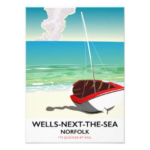Impression Photo Affiche de voyage de la plage de Wells-next-the-Se
