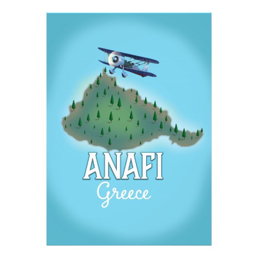 Impression Photo Affiche de voyage de l'île d'Anafi Grèce. (Devant)