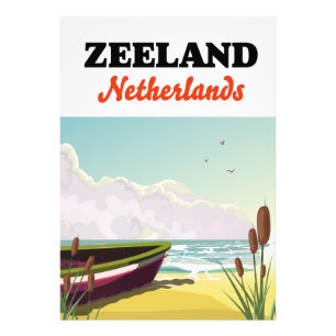 Impression Photo Affiche de voyage de plage de Zélande Pays-Bas