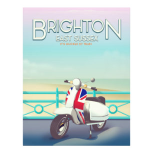 Impression Photo Affiche de voyage de scooter Brighton Vintage unio