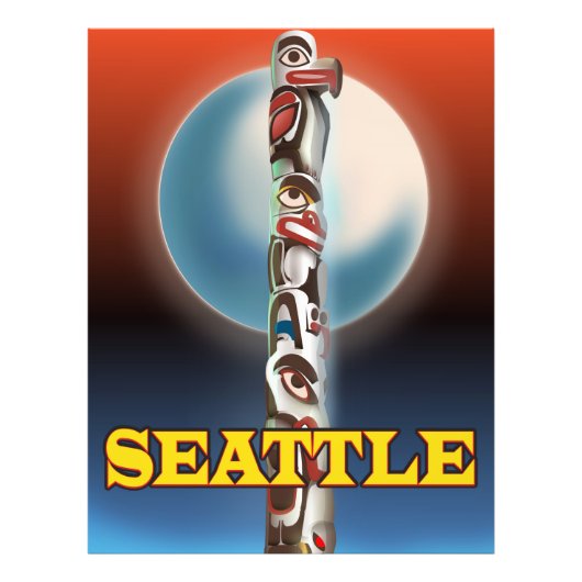 Impression Photo Affiche de voyage de Seattle Totem pole (Devant)
