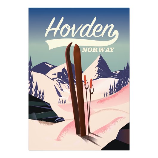 Impression Photo Affiche de voyage de ski à Hovden en Norvège. (Devant)