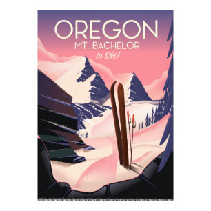 Impression Photo Affiche de voyage de ski Mt.Bachelor Oregon