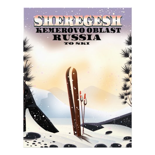 Impression Photo Affiche de voyage de ski Sheregesh Russie. (Devant)