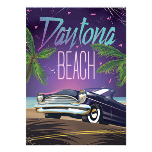 Impression Photo Affiche de voyage de voiture vintage de Daytona Be