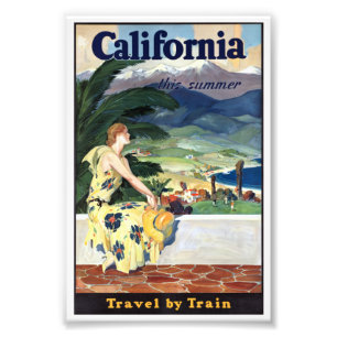 Impression Photo Affiche de voyage d'été en Californie vintage par