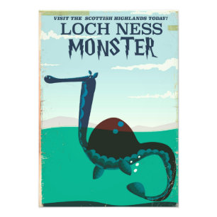 Impression Photo Affiche de voyage drôle du monstre du Loch Ness