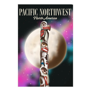 Impression Photo Affiche de voyage du totem du Nord-Ouest Pacifique