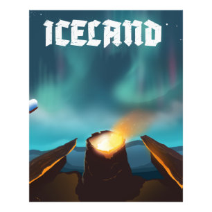 Impression Photo Affiche de voyage en Islande aurore boréale